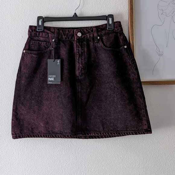 {Paige} Brand New Aideen Denim Skirt in Ruby Acid - Picture 4 of 9
